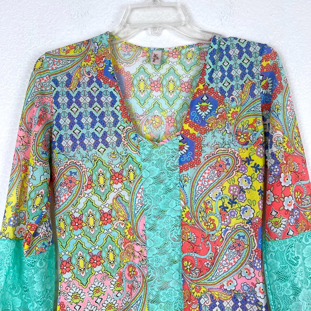 Luli Fama Swim Cover Up Dress Tunic Beach Resort Colorful Vacation XS - Picture 5 of 12